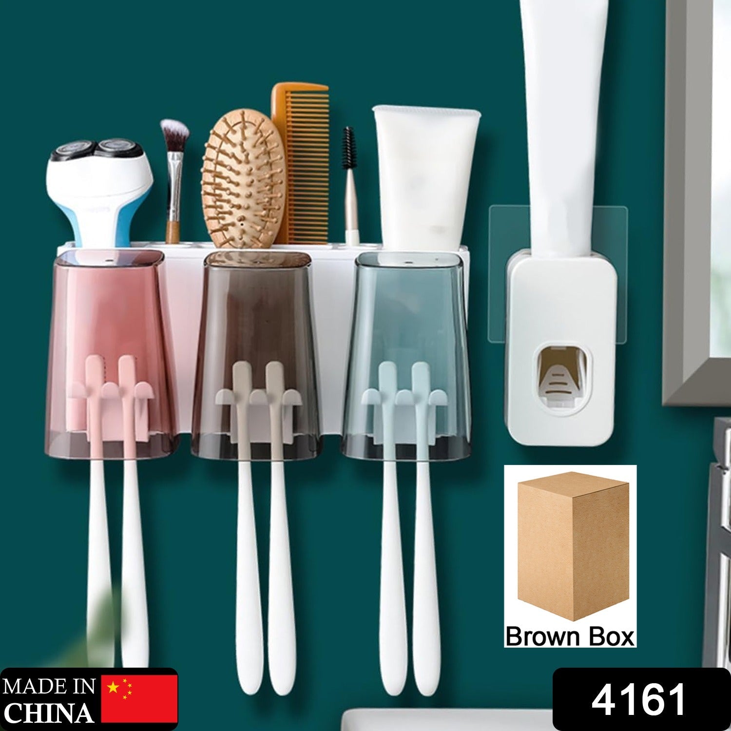 Wall Mount Toothbrush Holder with 3 & 2 Cups Automatic Toothpaste Holder Multi-Functional Kids Favorite Candy Toothbrush Holder Bathroom Accessories Organizer Rack Wall Mount Toothbrush Holder with 3 & 2 Cups Automatic Toothpaste Holder Multi-Functional Kids Favorite Candy Toothbrush Holder Bathroom Accessories Organizer Rack